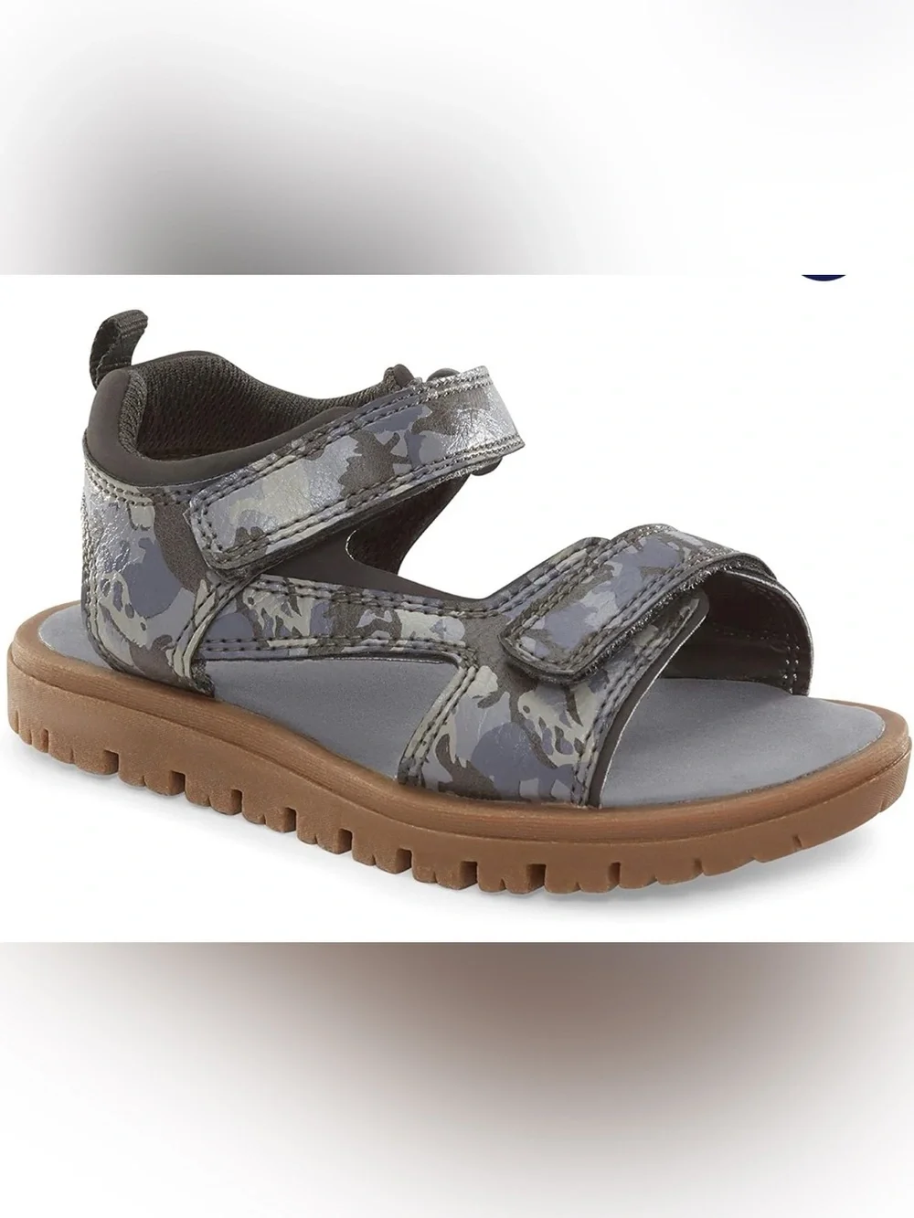 Carter’s Gabriel Kids Boys Gray Camo Sandals Comfortable Hook & Loop Straps Sz 7